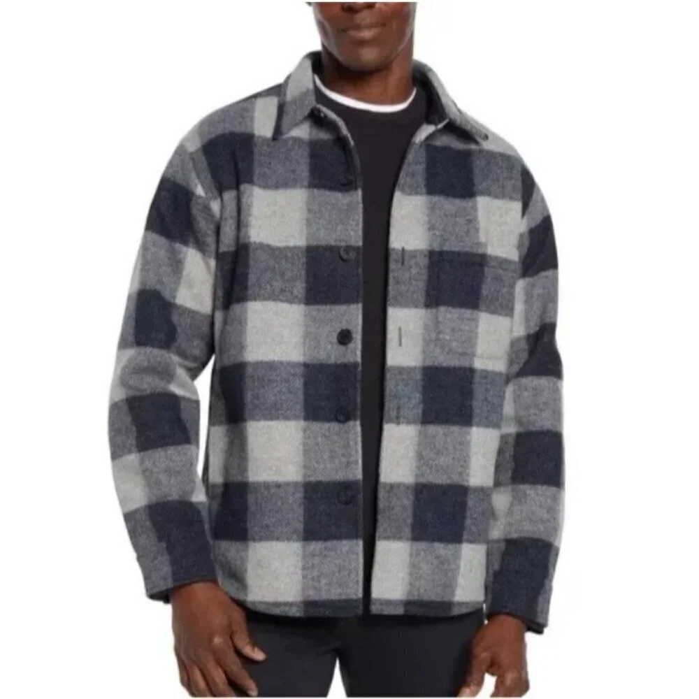 NEW Banana Republic Men's XXL  Plaid Button-Up Shirt Jacket Polyester